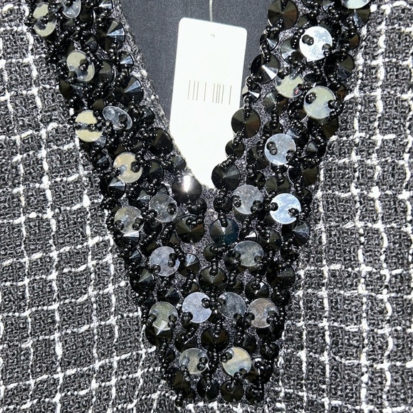 Anthropologie Black Sequin V-Neck Dress - Picture 6 of 14